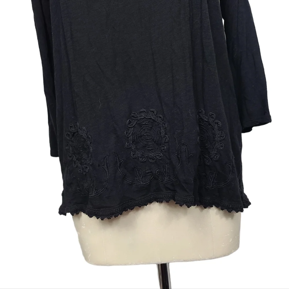 Lucky Brand Black Embroidered Shirt L - Picture 3 of 9